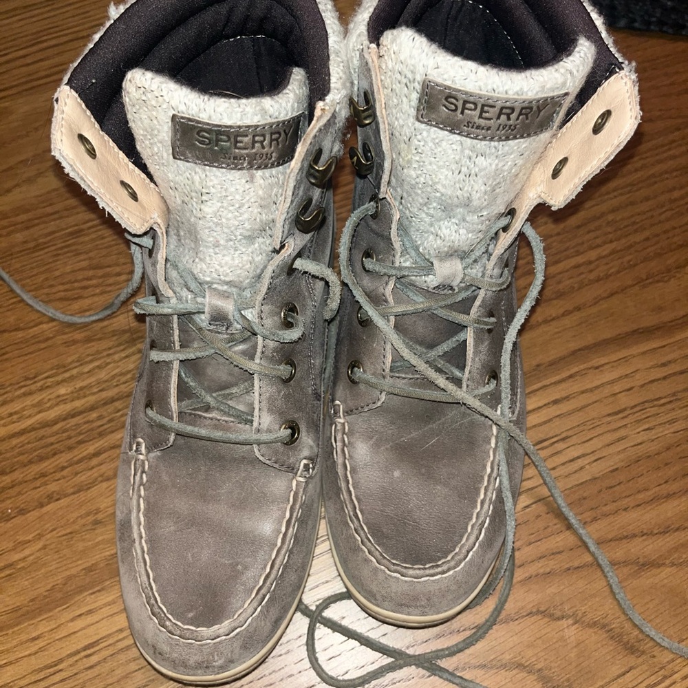 Sperry Gray and Cream Ankle Boots